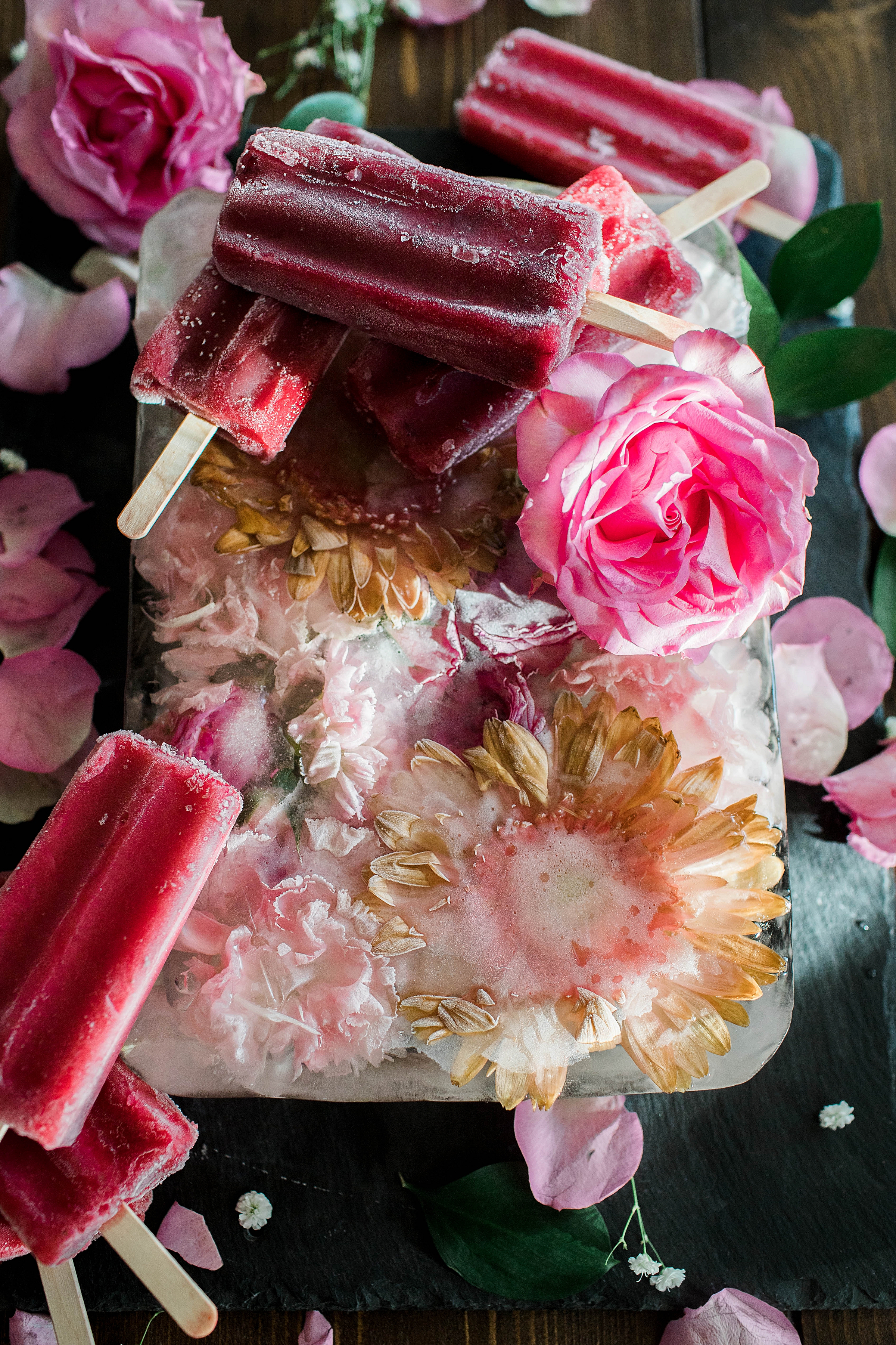 Leftover Flower Ice Block