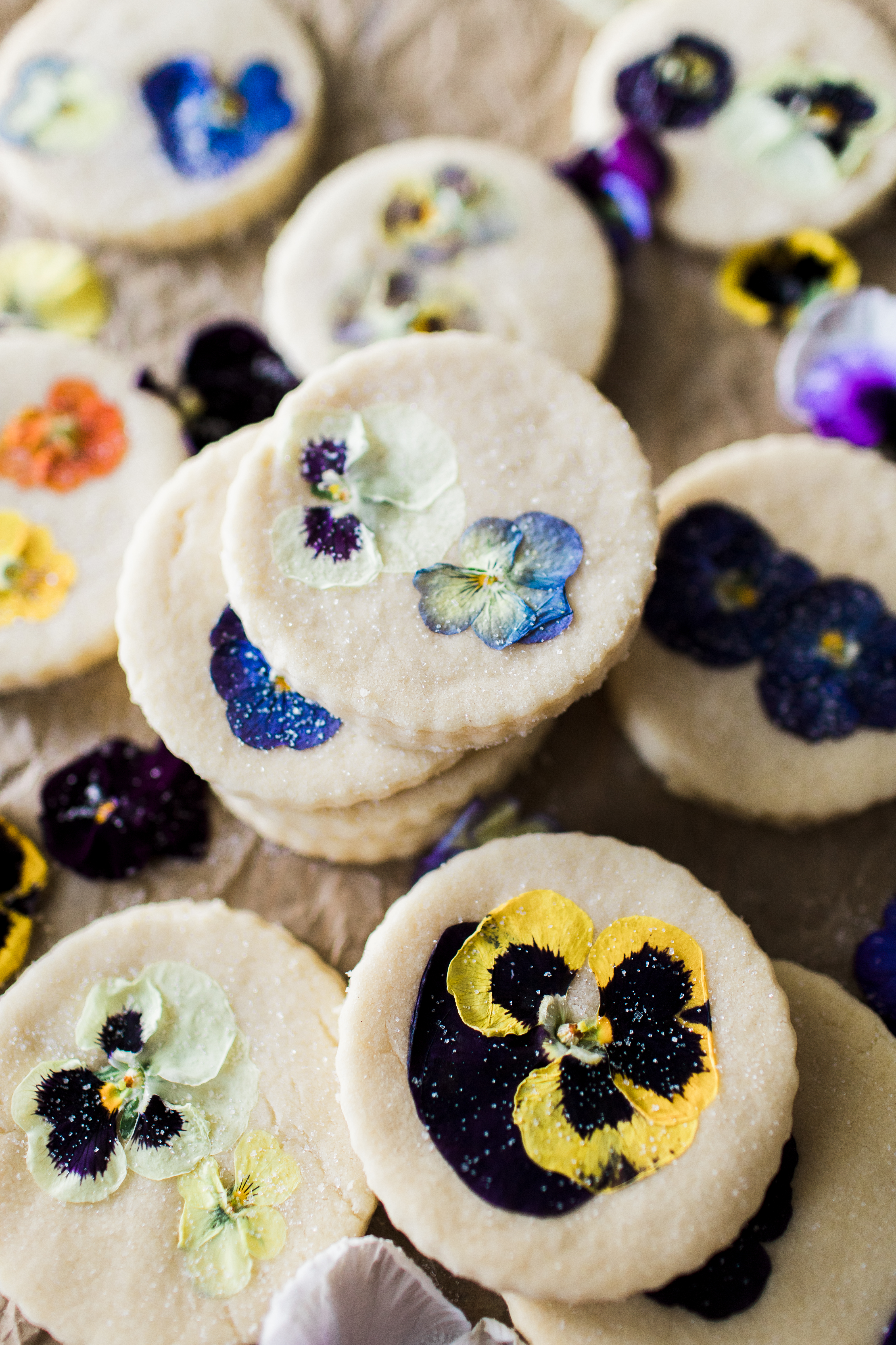 edible flower shortbread cookies