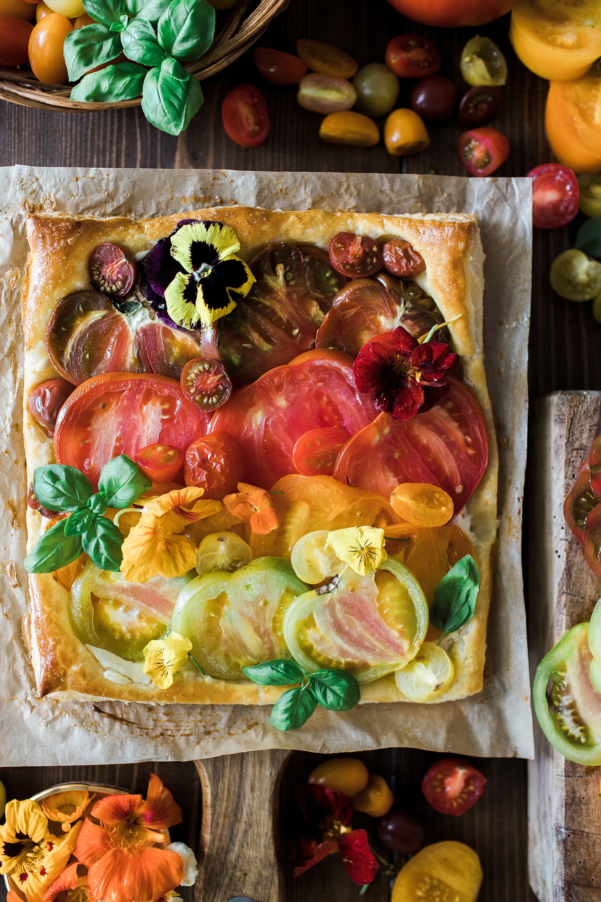 Goat Cheese & Rainbow Tomato Tart