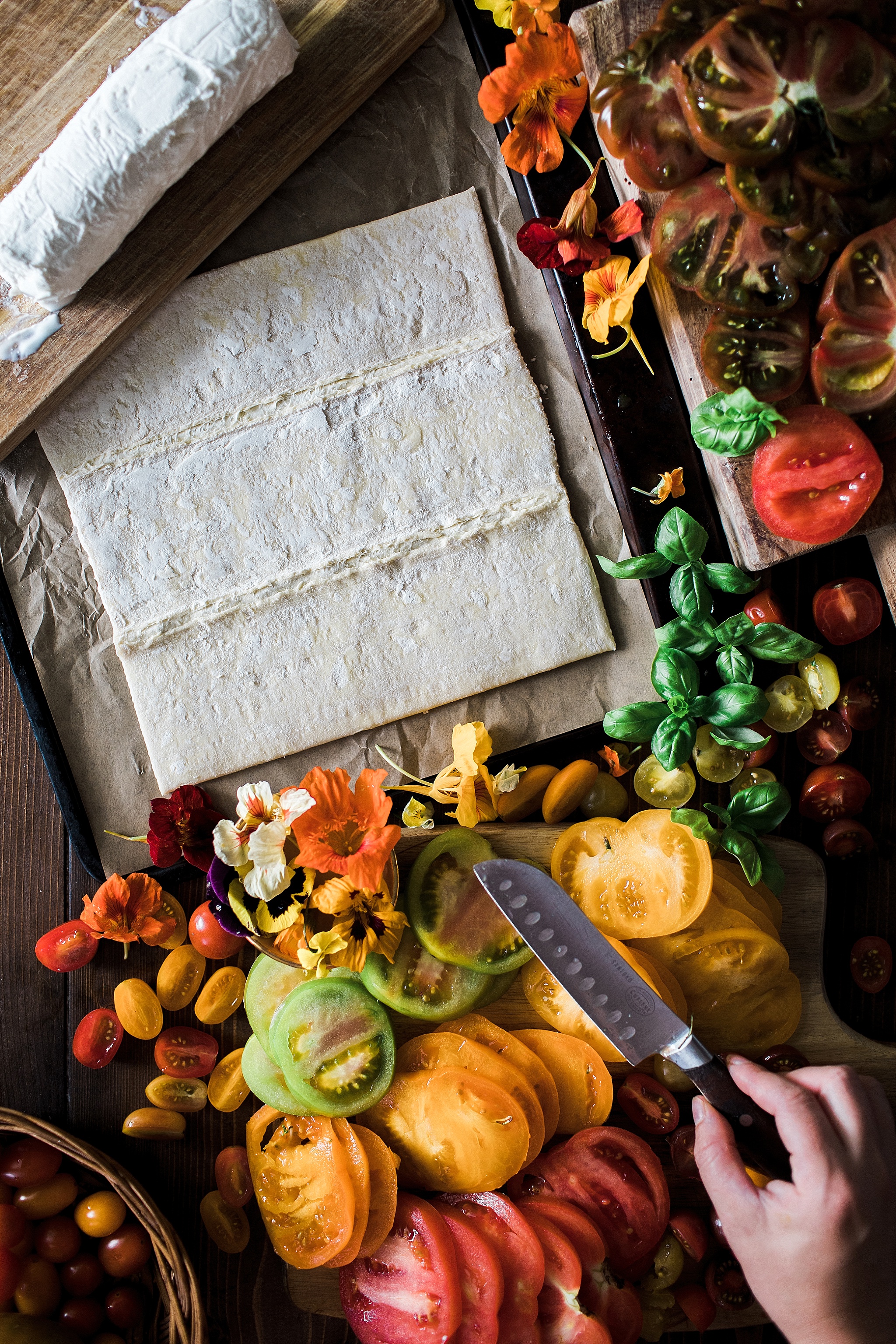 Goat Cheese & Rainbow Tomato Tart